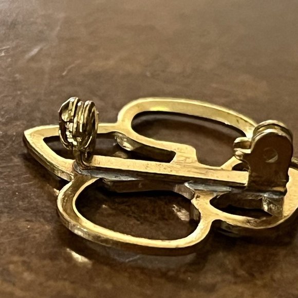 Vintage 1960s Girl Scouts Of America Brownie Trefoil Gold Pin Brooch - Picture 12 of 14